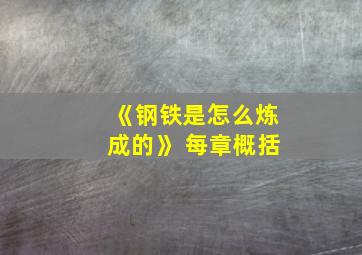 《钢铁是怎么炼成的》 每章概括